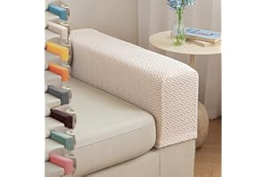 GENERIC Couch Arm Covers & Arm Chair Covers Set of 2 - Stretch Sofa Armrest Protectors with Non-Slip Grip, Machine Washable Polyester Fabric for Recliner/Loveseat/Sectional (Beige,Medium-Set of 2)