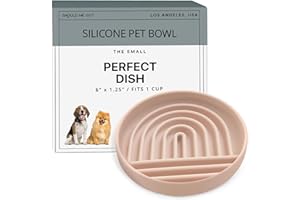 Should We Go? Slow Feeder for Dogs & Cats, The Slowdown Bowl Silicone Slow Eating Mealtime Solution with Modern Lick Mat Design, Reduces Gulping, Fits 1 Cup, 6” Across x 1.25” Tall, Small-Blush
