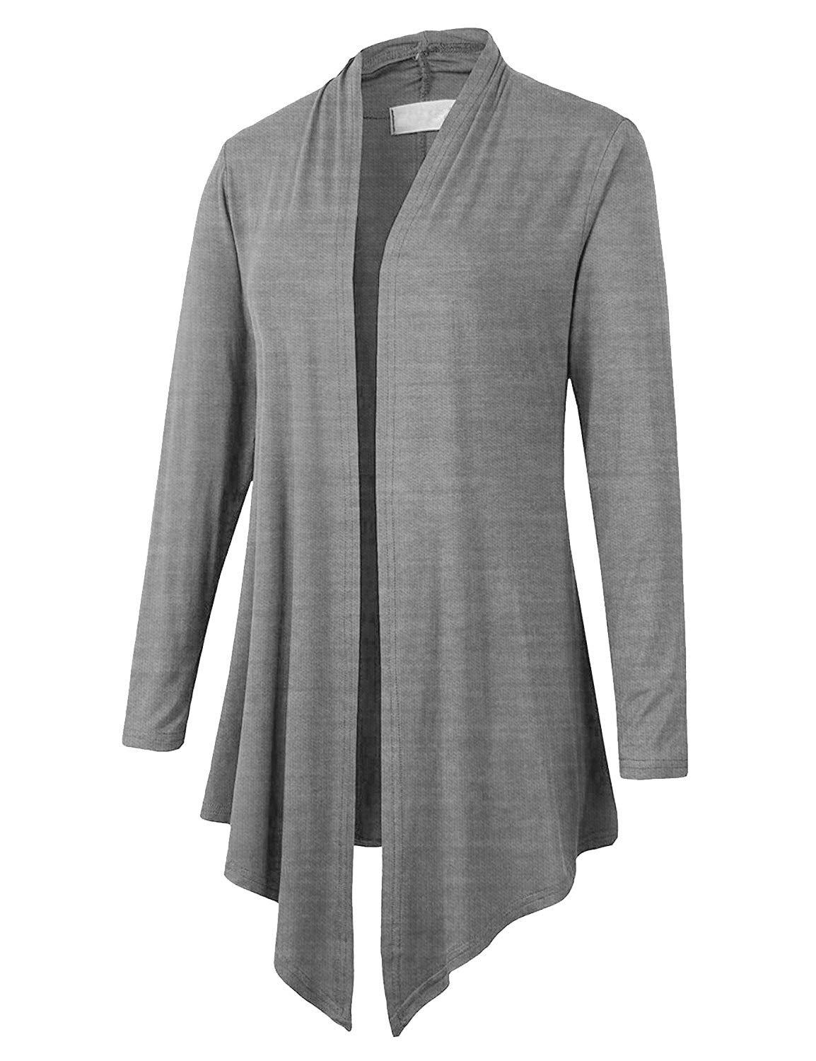 Eanklosco Women Open Front Cardigan Plus Size Drape Long Sleeve Coat (Gray, XL)