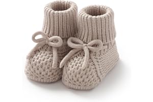 Wugugu Newborn Shoes Knitted Baby Booties Hand Crochet Knit Infant Boys Girls First Walkers Soft Crib Sock Boots