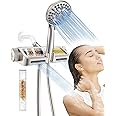 MakeFit Filtered Shower Head with Handheld Combo Brushed Nickel - Dual 2-in-1 Spa System with Massage Shower Head and 10 Modes Hand Held Shower Head, High Pressure, Buit in Power Wash Mode