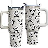 bchiijds 40 oz Panda Cup Tumbler with Handle Lid and Straw, Panda Gifts for Women, Cute Tumblers for Women