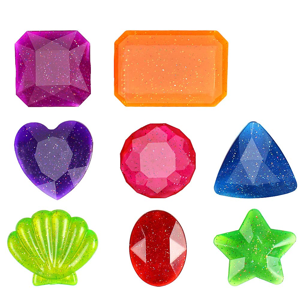 HTHL 8 PCS Set Pool Toys Sinking Dive Gem Colorful Acrylic Gemstones For Kids Underwater Toys Summer Fun Swimming Toys For Bath Pool Water Park and Sea