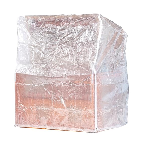 Klassik Schutzhülle für Strandkorb aus PE-Bändchengewebe - transparent - von 'mehr Garten' - Größe XL (Breite: max. 150cm)