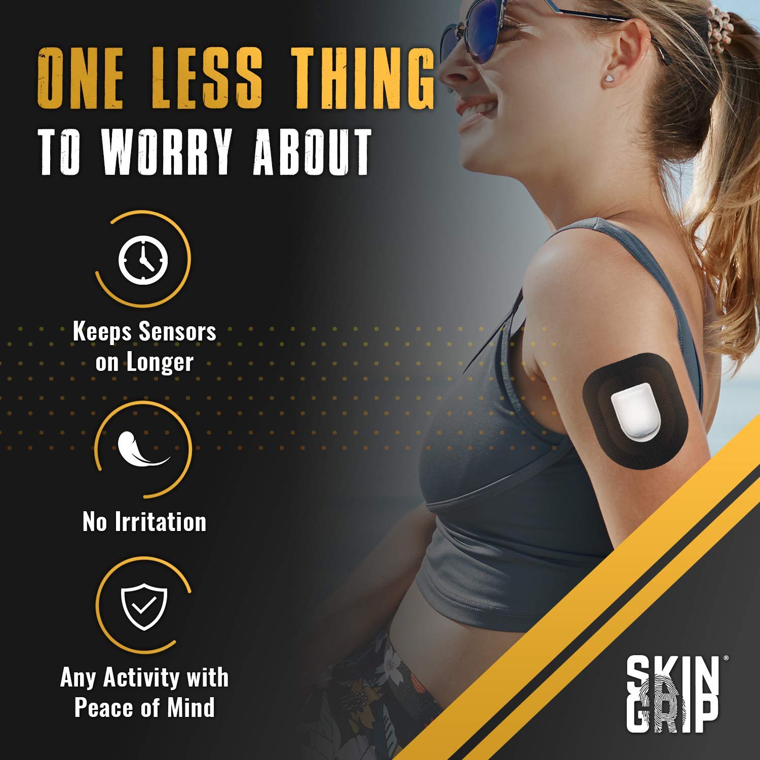 Skin Grip Insulet Omnipod 5 Adhesive Patches Waterproof & Sweatproof (Also Fits Omni pod Dash), Pre-Cut Medical Tape, Ultimate Insulin Pump Protection, Diabetic Sensor Covers, 20-Pack, Black