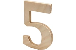WOODEN LETTER STORE 6” Tall Wooden Number 5 – 1/2” Thick Baltic Birch – Paintable DIY Decor, Signs & Crafts - Pack of 1