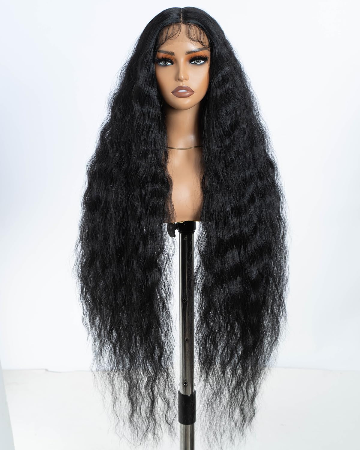Style Icon Super Long Lace Front Wig 40 Inches Long Curly Wave Wig for Women T Part Lace Wig with Baby Hair Synthetic Heat Resistant Fiber 150% Density (Color:1B) โ image 1