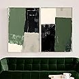 Green Geometric Wall Art Black And Green Abstract Wall Art Dark Green Abstract Sage Green Abstract Picture Green Watercolor Paintings Modern Green Abstract Living Room Decor 16x24inchx2pcs No Frame