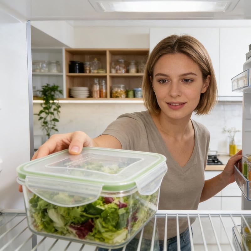 Conjunto de 10 recipientes de plástico hermético com tampa, sem BPA, empilháveis e estanques para alimentos, recipientes plásticos para micro-ondas, frigorífico e máquina de lavar loiça