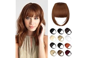 Wodelanle Bangs Hair Clip in Bangs, Fake Bangs Natrual Clip in Hair Extensions, Easy to Use Faux Bangs Clip on Bangs, French Bangs Fringe with Temples Hairpieces Curved Bangs for Daily Wear
