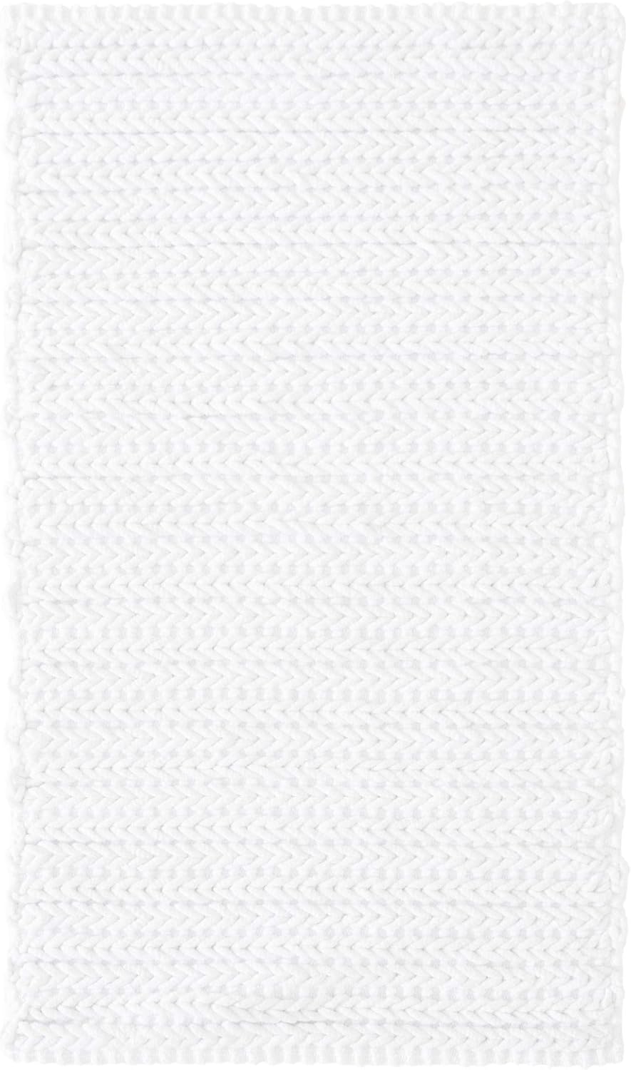 Madison Park Lasso 100% Cotton Chenille Chain Woven Stitch Bathroom Rug-Non Slip-Absorbent, Quick Dry Bath Mat, 24x40, White: Home & Kitchen