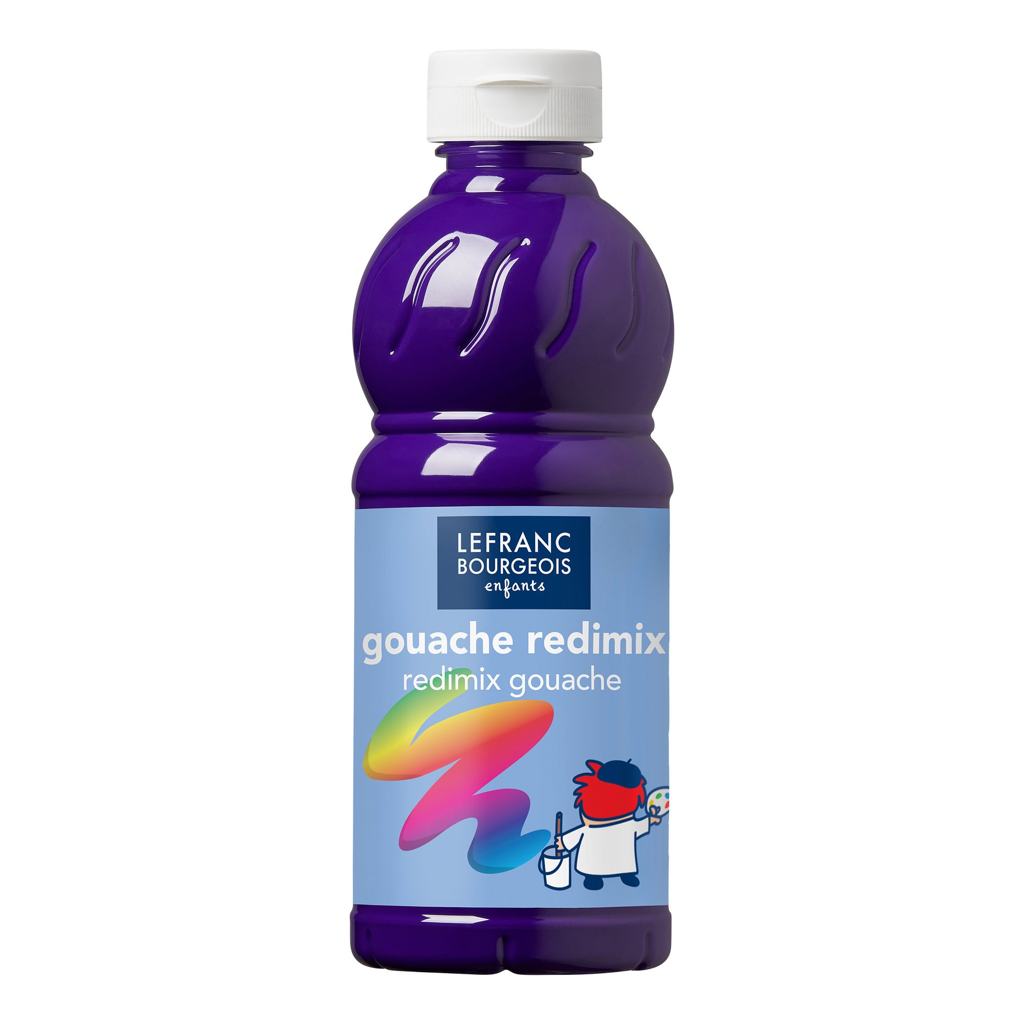 Lefranc & Bourgeois 188008 Children's Ready-to-Use Liquid Tempera Redimix Gouache Paint, 500 ml Bottle, Violet