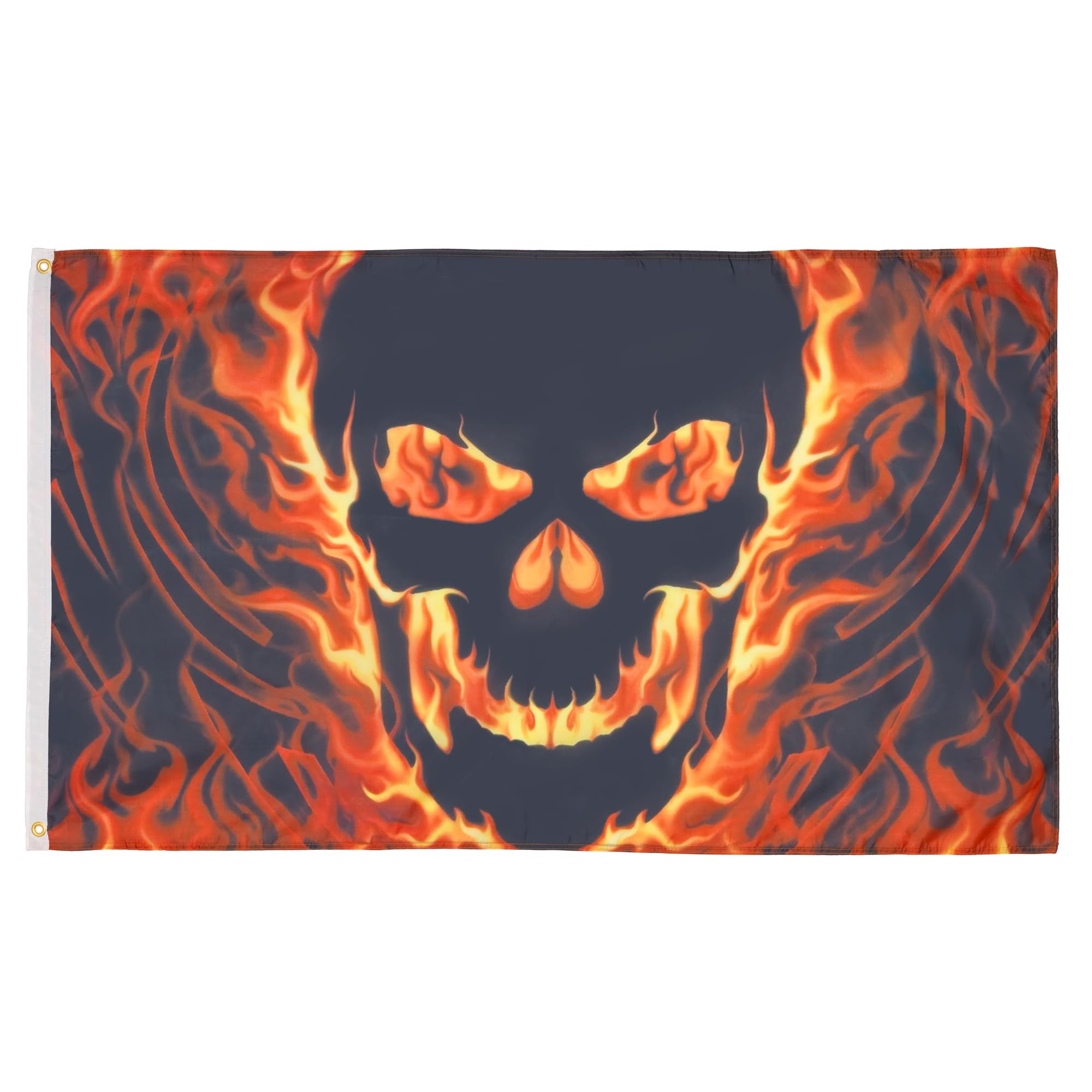 AZ FLAG - Skull With Fire Flag - 3x5 Ft - 100D Polyester Pirate Banner with Two Metal Grommets - Fade Resistant - Vivid Colors - 3' x 5' Feet - 150x90 Cm