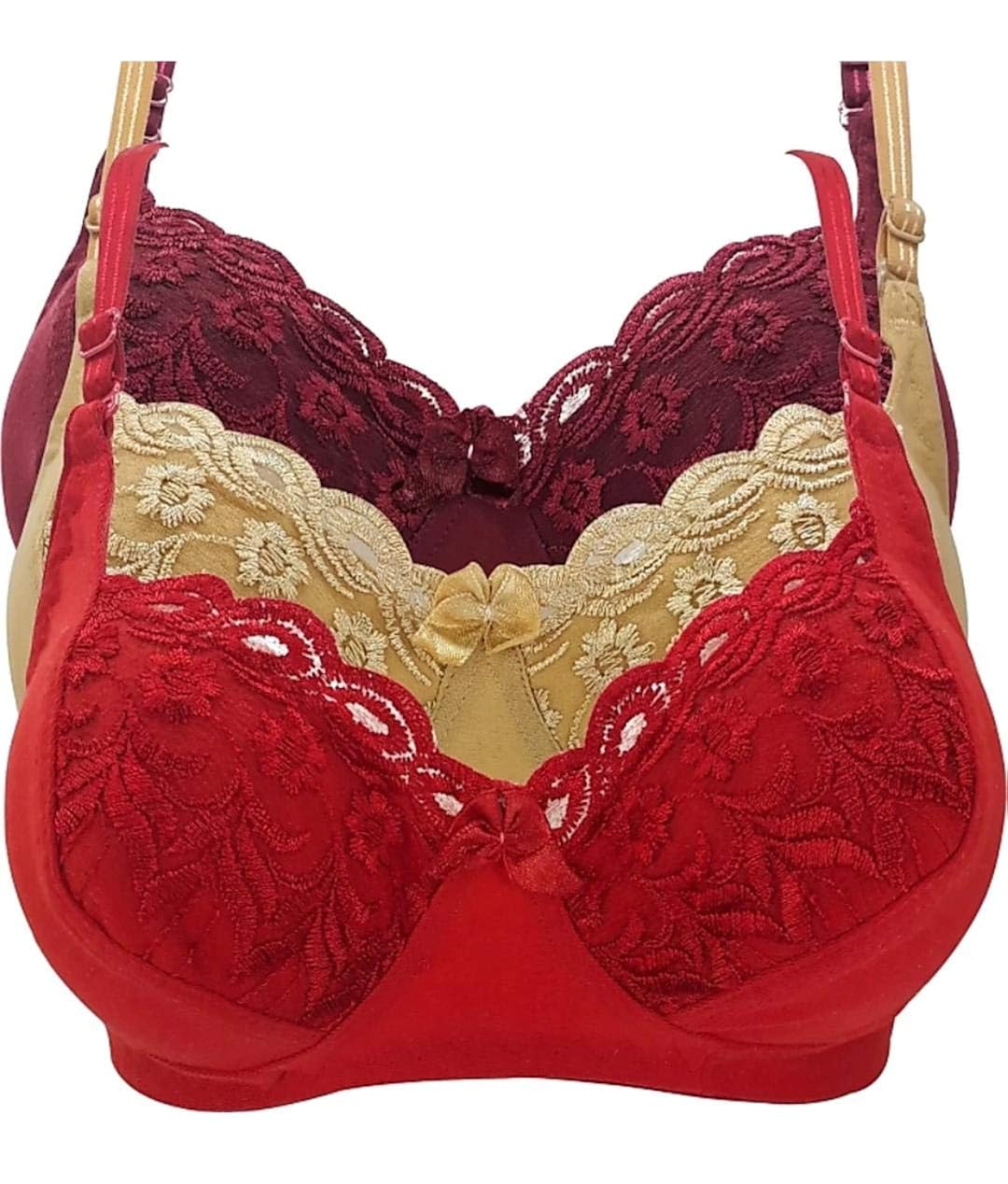 Buy XLADY Women's Bra Pack of 3 ( Multicolour, 38) at Amazon.in