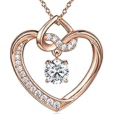 Heart Birthstone Necklaces Gifts for Women Wife, Jewelry for Women Wedding Anniversary Birthday Gifts for Wife Girlfriend Mom Christmas Valentines Gifts S925 Sterling Silver