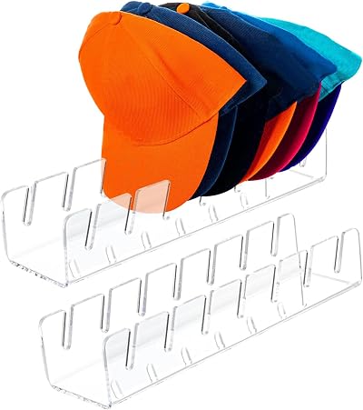 Gzsekken Acrylic Baseball Cap Holder Rack for 7 Hats Display Organizer Clear No