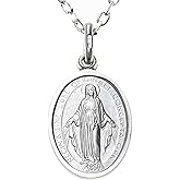 Alexander Castle 925 Sterling Silver Miraculous Medal Catholic Necklace - 26mm x 13mm Miraculous Medal with 18" Silver Chain & Jewelry Gift Box