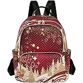 ALAZA Star Snowflake Merry Christmas Pine Tree Women Backpack Purse Ladies Fashion Shoulder Bag Daypack Travel Bag 7.5L