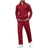 COOFANDY Men's Sweatsuits 2 Piece Set Quarter Zip Pullover with Wide Leg Sweatpants Matching Tracksuit