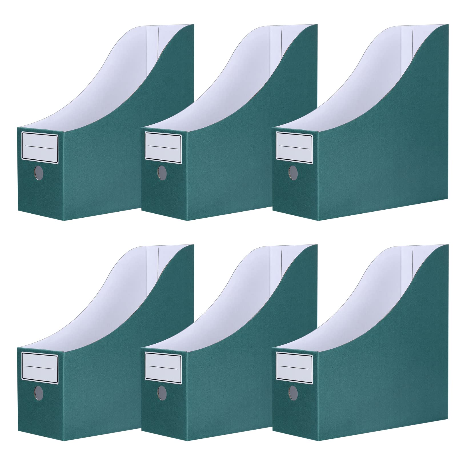 Srvnpioy Pack of 6 Magazine File Holder with Lables, Cardboard Magazine Files, Recyclable Magazine Rack, Document File Organiser Rack for Office School Home, Green