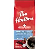 Tim Hortons French Vanilla, Flavored Roast Ground Coffee, Perfectly Balanced, Always Smooth, Made with 100% Arabica Beans, 12 Ounce Bag