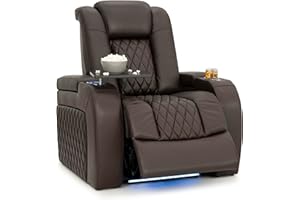 Seatcraft Diamante Zero-Gravity CoolZero Italian Leather Home Theater Seating, Power Headrest, Power Recline, Single Recliner, Brown