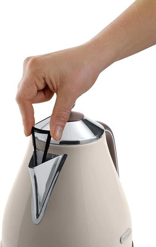 KBOV2001.BG Bollitore Elettrico Icona Vintage, Grande Capacità 1,7L, Filtro Anticalcare Lavabile, Spegnimento Automatico, Indicatore Livello Acqua, Piedini Antiscivolo, Avvolgicavo, Beige