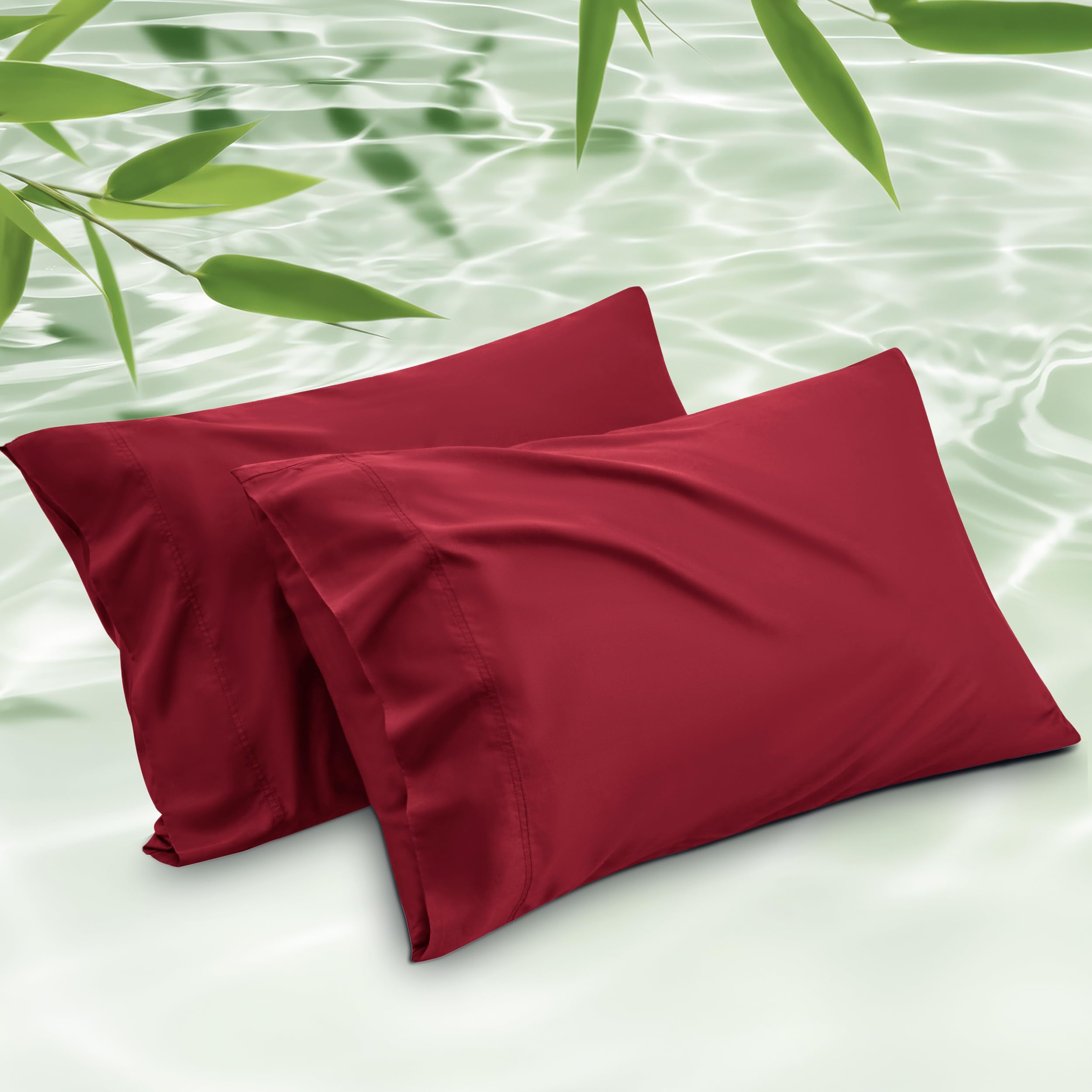 Photo 1 of Bedsure King Size Pillow Cases Set of 2, Cooling Pillow Cases King, Rayon Derived from Bamboo Red Pillowcases, Breathable & Silky Soft Cool Bedding Pillow Covers with Envelope Closure, 20x36 Inches