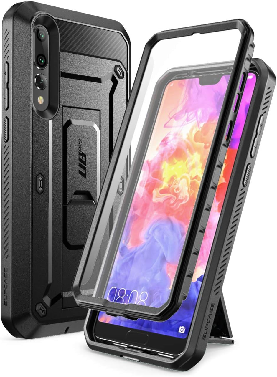 SUPCASE[Unicorn Beetle Pro] Case Designed For Huawei P20 pro Full-Body Rugged Case with Holster with built-in Screen Protector - Black