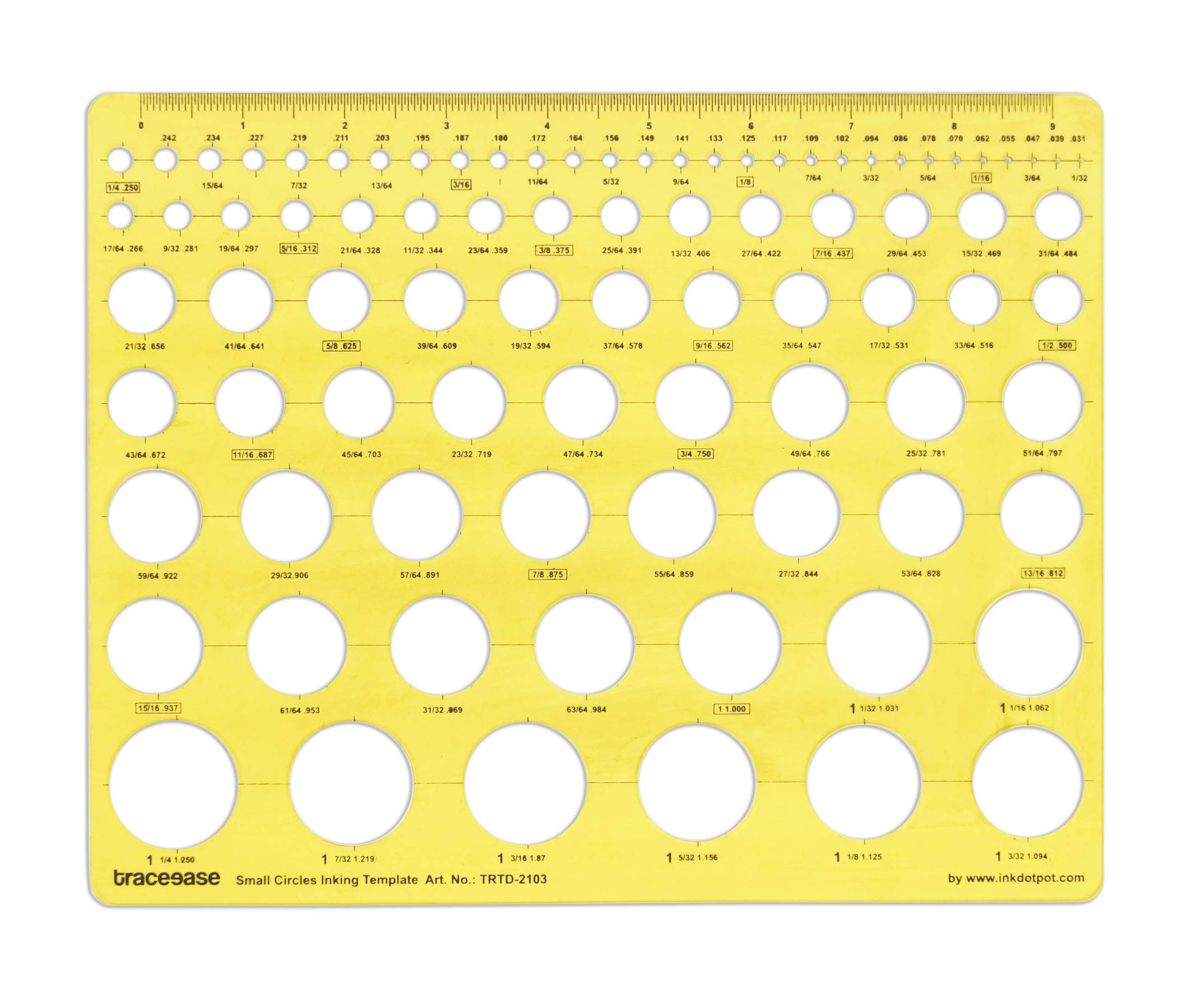 Traceease Geometric Drafting Small Circles Inking Template Drawing Stencil, Designing Template Measuring Ruler