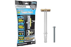 TOGGLER SNAPTOGGLE BB Toggle Anchor with Bolts, Zinc-Plated Steel Channel, Made in US, 3/8" to 3-5/8" Grip Range, for 1/4"-20 UNC Fastener Size (Pack of 2)