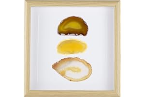 Amogeeli Framed Geode Agate Slice Wall Art, Healing Crystal Agate Stone Framed Panel Decor for Home Office, 8.7 inches