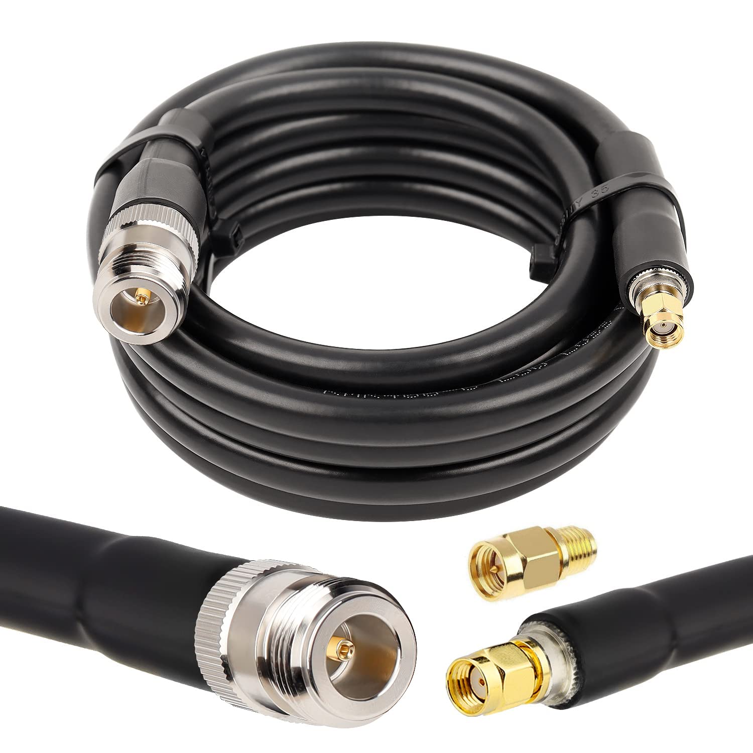 MOOKEERF N Female to RP-SMA Male SMA Male Cable 3Meter KMR400 RP SMA Male to N Type Female Helium Antenna Cable