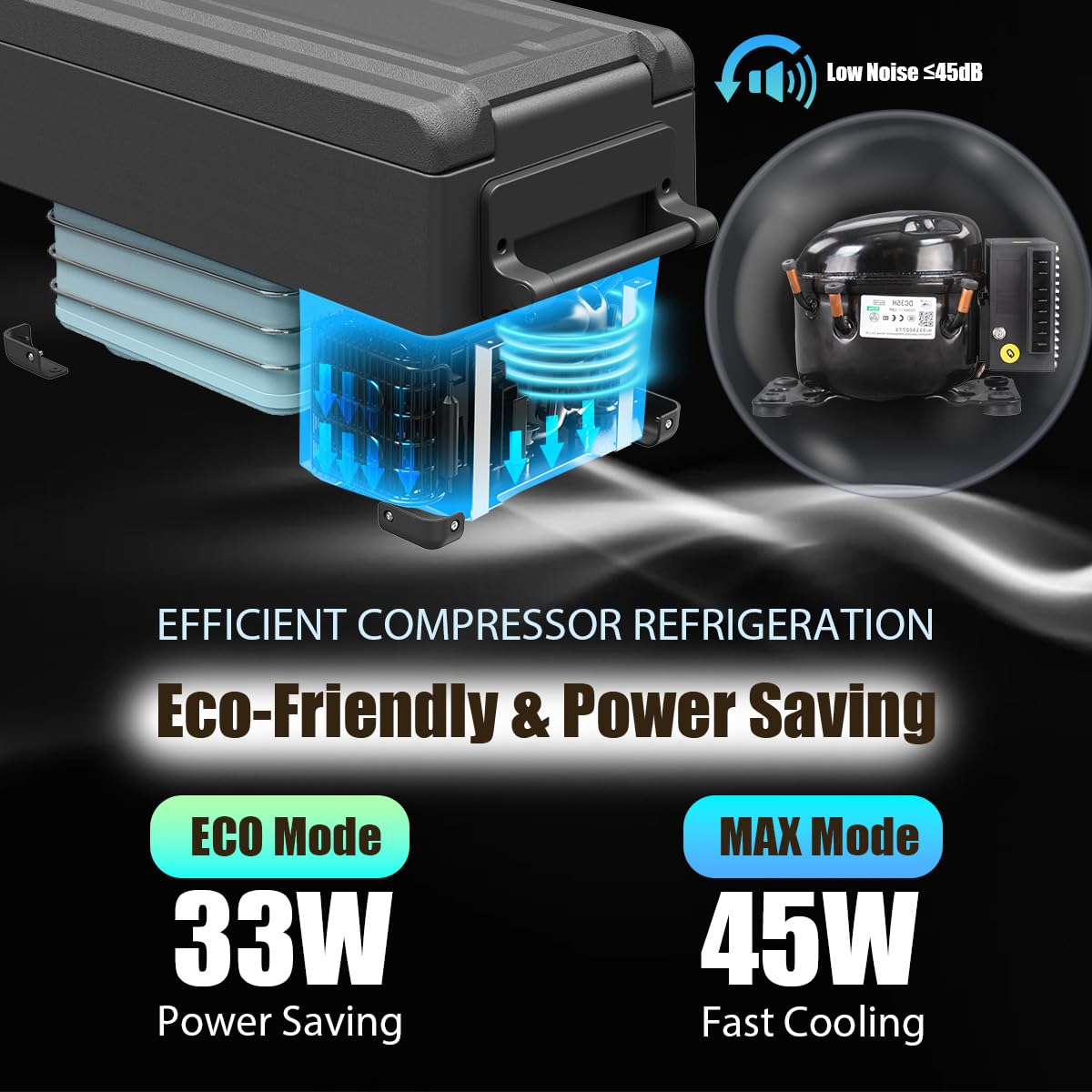 Alpicool NCF45 40L Kompressor Kühlbox 12V tragbarer Mini-Kühlschrank elektrische Gefrierbox klein Gefrierschrank für Auto camping, Lkw, Boot, -20℃ bis 20℃(Schwarz) 4