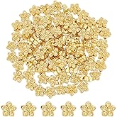 BENECREAT 100 Pcs Real 18K Gold Plated Alloy Flower Beads, 3D Flower Metal Spacer Beads for DIY Jewelry Making Findings and Other Craft Work, 9x5mm