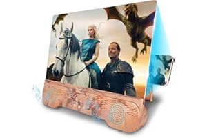 CAMECOSY 14 inch Phone Screen Magnifier with Bluetooth Speaker,Mobile Phone Screen Amplifier with 2-in-1 Foldable Stretch Stand Holder Portable 3D Screen Magnifying Glass for All Smartphones(Wood Grain)