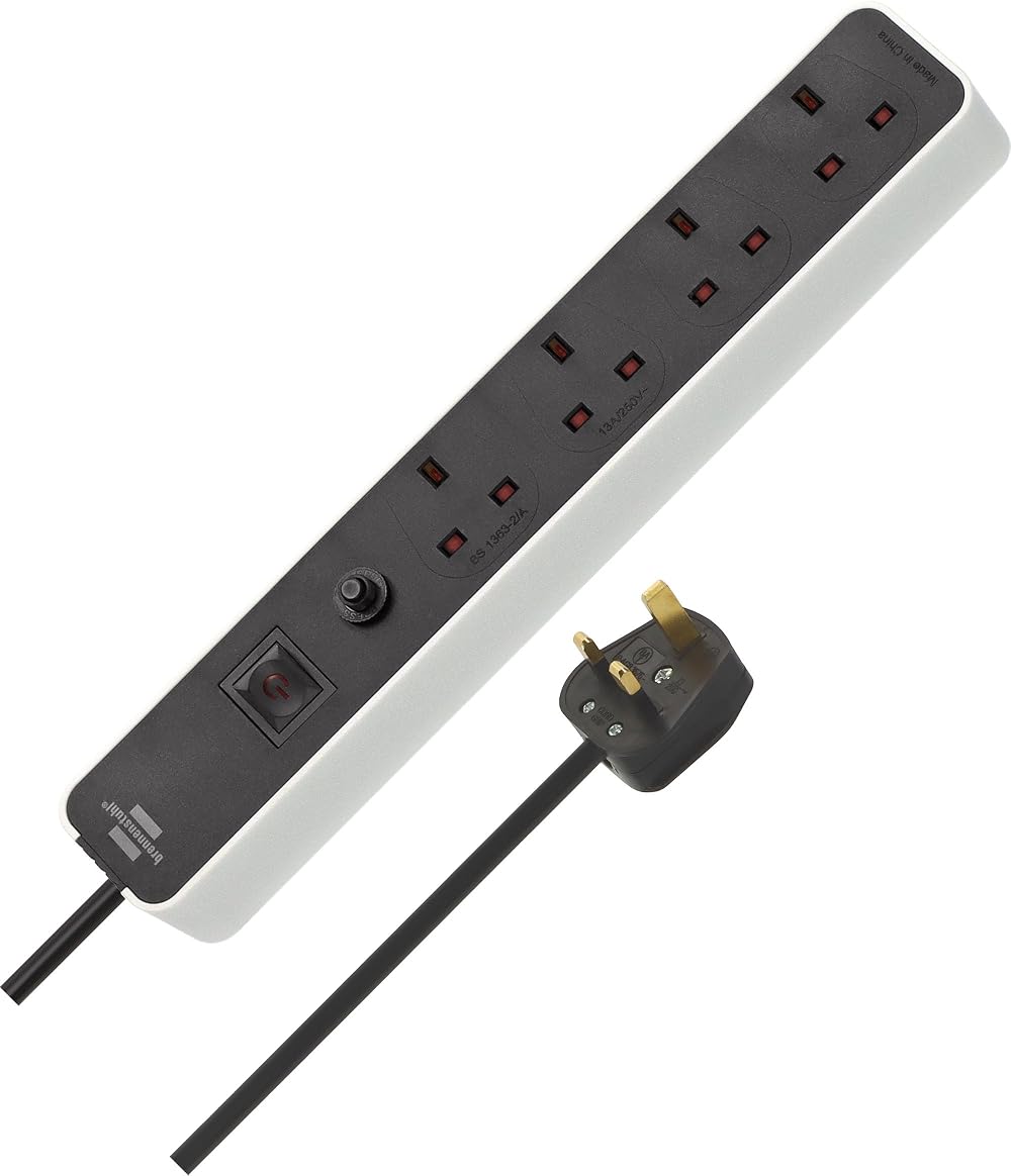 Brennenstuhl Ecolor 4-Gang Extension Lead 3m Cable 90° Sockets White