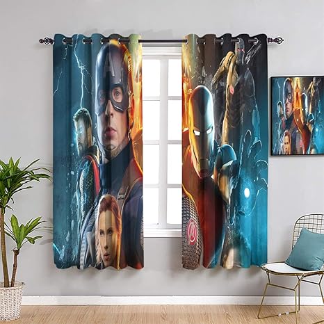 Amazon.de: QIAOQIAOLO Iron Man Wohnzimmer Verdunkelungsvorhänge