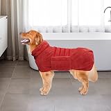 Geyecete Dog Drying Coat Bathrobe Pineapple Grid Red M view 6