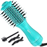 Blow Dryer Brush, Smoothing & Volumizing Blowout, 2 Inch Oval Barrel Hair Dryer Brush, Ceramic Coating for Short-to-Medium Hair, 120V (Cyan)