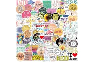 QIYUYA 100pcs Jesus Christian Stickers, Bible Verse Faith Stickers, Cross Wisdom Words Decals Stickers for Water Bottles, Religious Christian Easter Gifts Stuff Merchandise for Kids Boys Girls