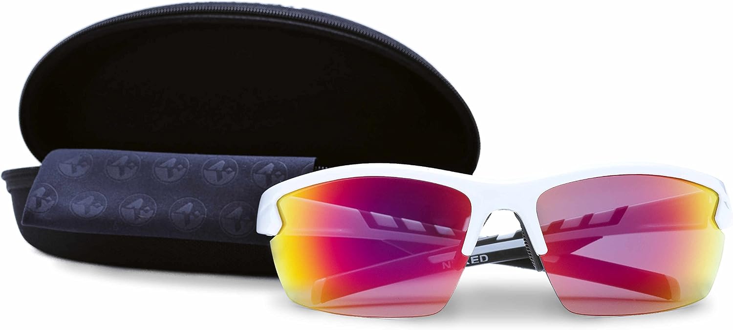 NAKED Optics Sports Sunglasses (Halfframe White/Lens Red), Rush Half-frame White/Red Lens - Image 5