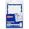 Avery Name Tags, White with Blue Border, Packs of 100 per Pack, 18 Packs, 1,800 Removable Name Badges Total (05144)
