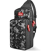 Backpack Carrying Travel Bag for Nintendo Switch/2/Lite/OLED/Console/Dock/Joy-Cons&Accessories Storage, Portable Nylon Waterproof Crossbody Shoulder Chest Sling Side Gaming Bag for Men, Camouflage