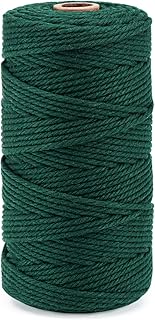ilauke Makramee Garn, 100m 4-lagig Baumwollgarn Baumwollschnur Makramee für Backen, Geschenke Verpacken, Makramee Kunst, DIY Handwerk, Gartenschnur (1 Rolle, Dunkelgrün)