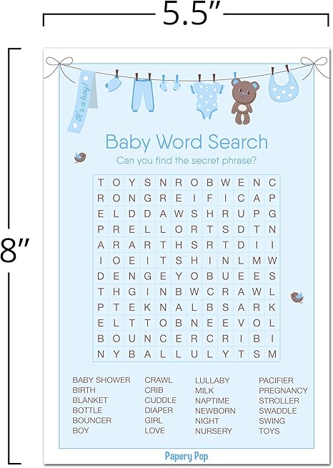 baby word search for baby shower