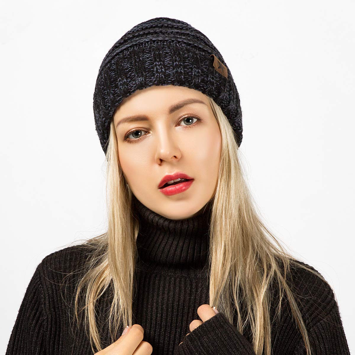 Simple Letter Five-Pointed Star Knitted Hat Pure Color Winter Warm Beanie Hat Unisex Multicolor Outdoor Casual Accessories