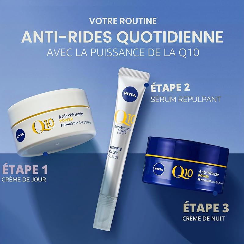 Q10 Power SPF15 Crème de jour raffermissante, hydratante anti-âge + créatine & Q10 pour femme Réduit l'apparence des rides et des ridules - 50 ml, (lot de 1)