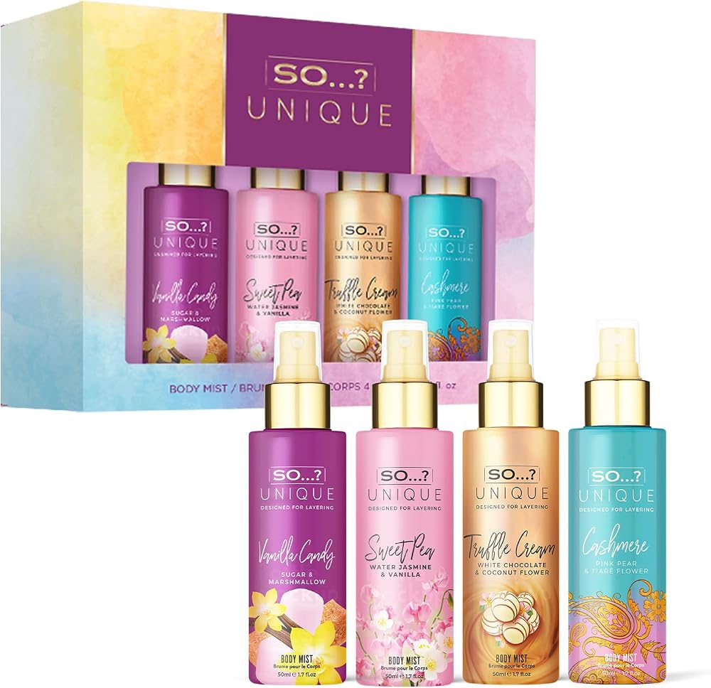 SO…? So Unique Mini Mist Gift Set 4 x 50ml Vanilla Candy Sweet Pea