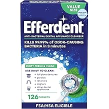 Efferdent Retainer Cleaning Tablets, Denture Cleaning Tablets for Dental Appliances, Minty Fresh &amp; Clean, 126 Count